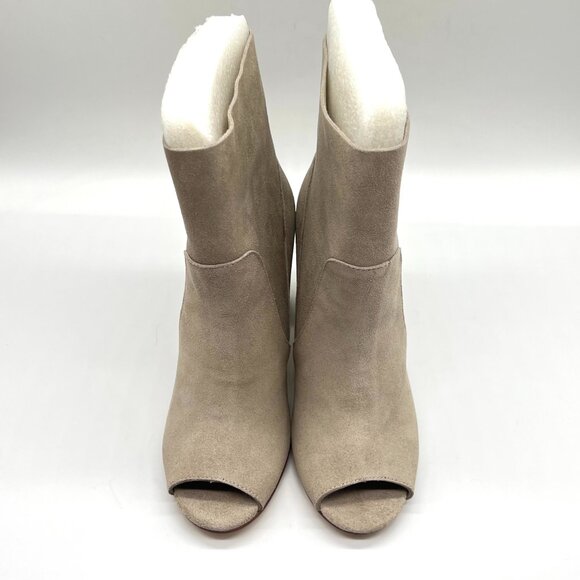 Chinese Laundry Womens 7M Tom Girl Taupe Brown Suede Leather Peep Toe Booties - Picture 3 of 14